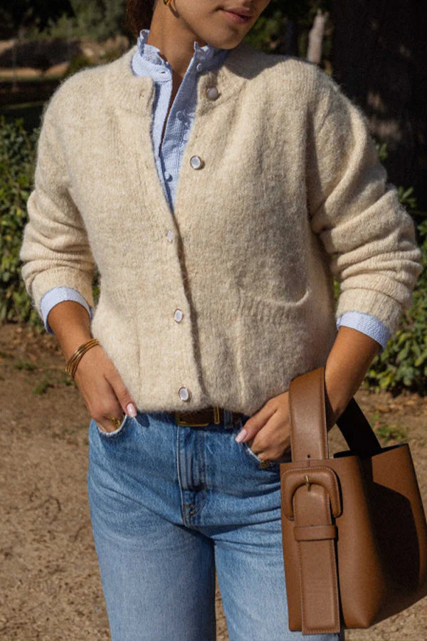 Lozenda - Cardigan Semplice con Scollo Rotondo