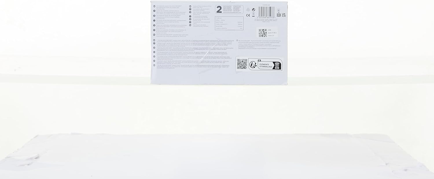Black+Decker Scopa a vapore Steam Mop FSM13E1 da 1.300W (Pulitore a vapore per una pulizia igienica e profonda, manico e testa rimovibili, facile da usare, incl. 1 panno in microfibra)