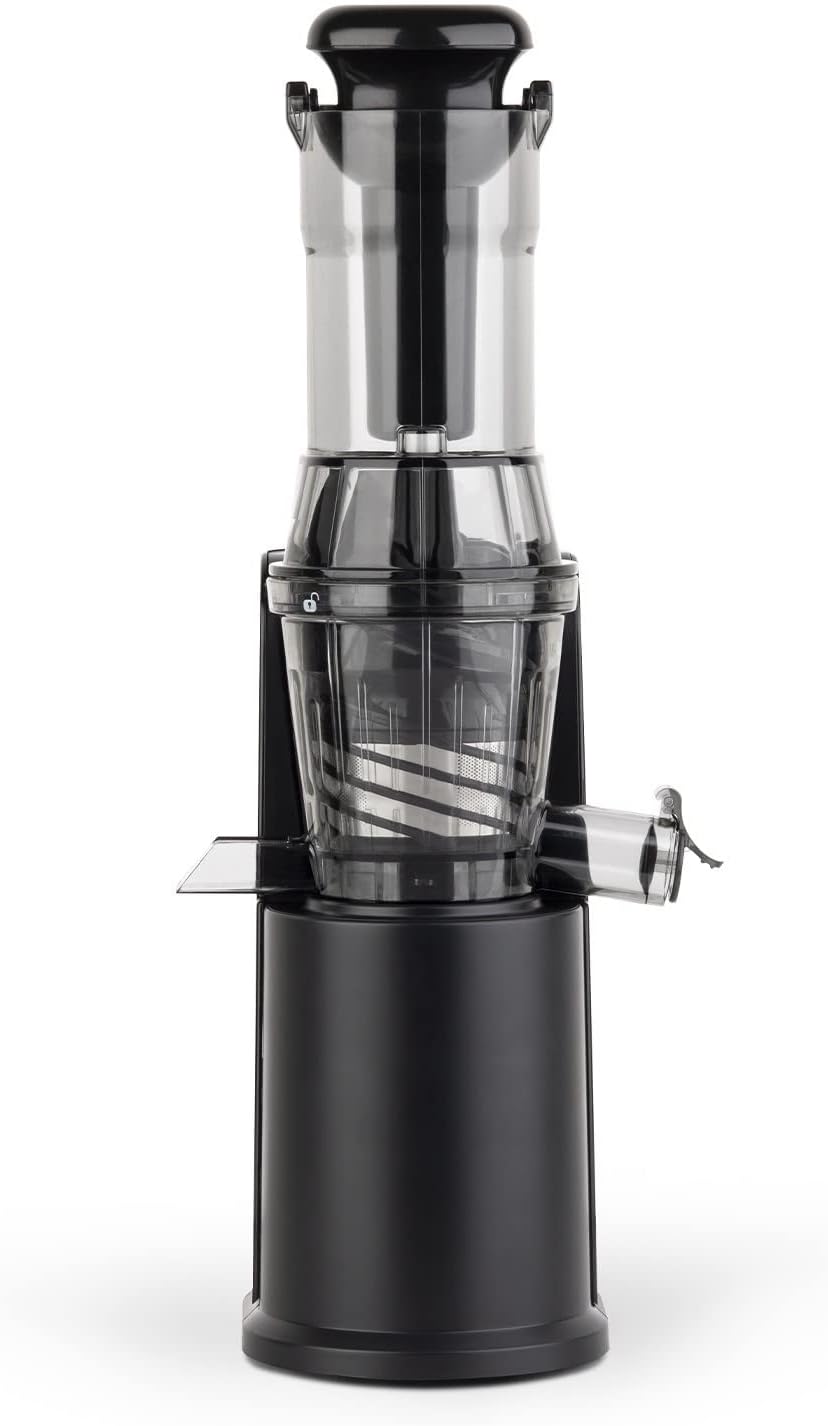 H.Koenig GSX22 Estrattore di succo / 1 L / 3 diversi filtri per sorbetto, succo denso, succo sottile / Contenitore per la polpa / Lavabile in lavastoviglie / Acciaio inossidabile /, Nero