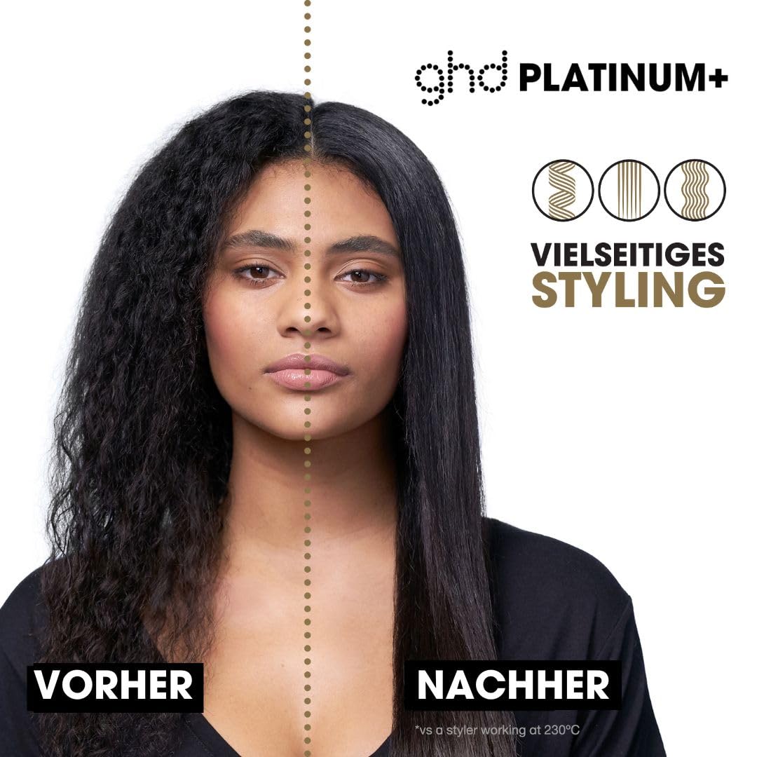 ghd Platinum+ Piastra per Capelli e Styler Professionale Nero - Capelli più forti, più lucidi, protezione colore - Per Tutti i Tipi di Capelli