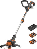 WORX 18V (20V MAX) Tagliabordi a batteria WG163E.3, Tagliabordi 2 in 1 con testa rotante a 90°, Asta telescopica, Powershare, 2 batterie da 2,0 Ah