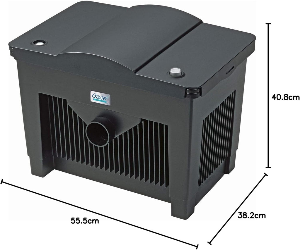 OASE 57377 Filtro a flusso continuo BioSmart UVC 16000 adatto per laghetti fino a 16 m³, sistema di filtraggio, set di filtraggio incl. materiale filtrante e chiarificatore UVC, nero