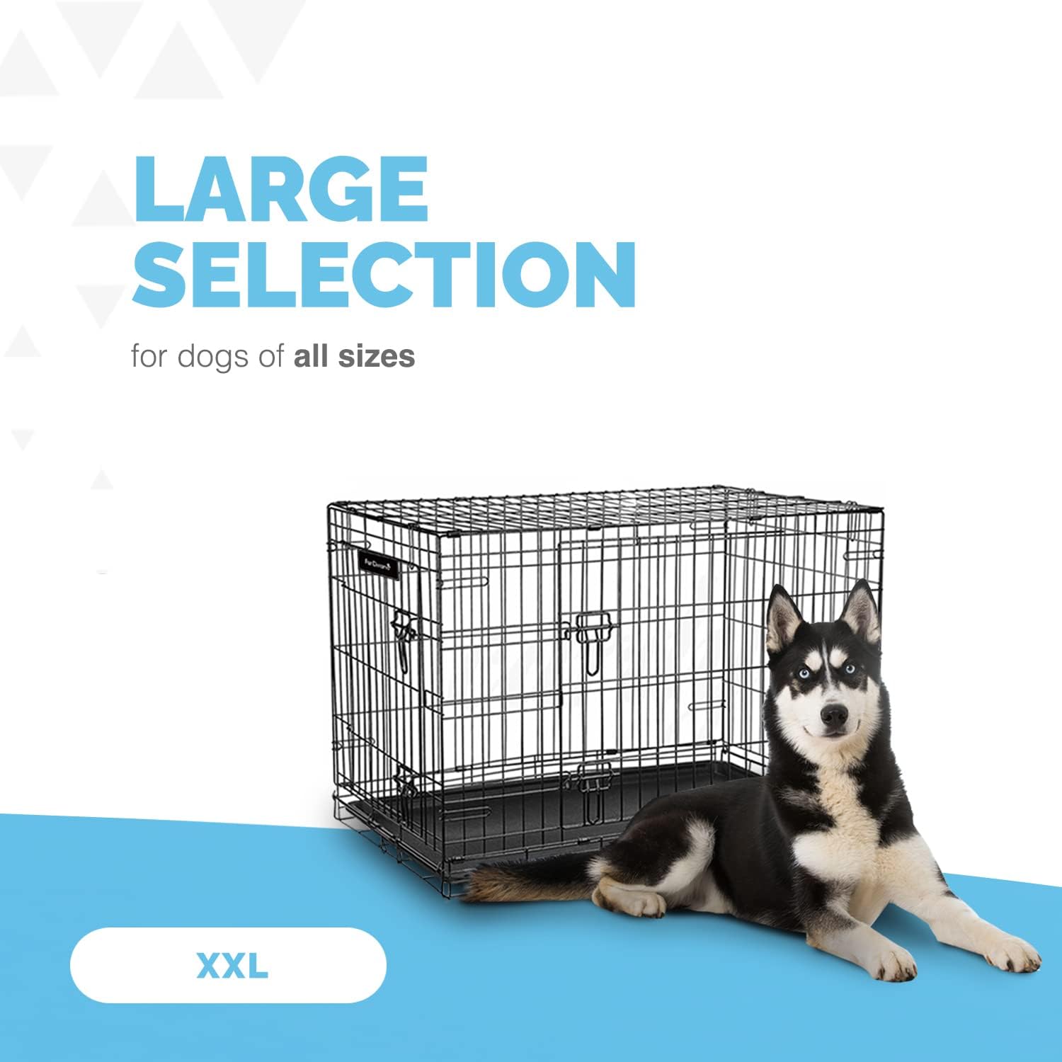 Gabbia per cani (76 cm) – Gabbia per animali domestici in metallo nero con 2 porte (anteriore e laterale) con base in plastica resistente ai morsi e maniglia per il trasporto, robusta box, perfetta per l'addestramento dei cuccioli (media)