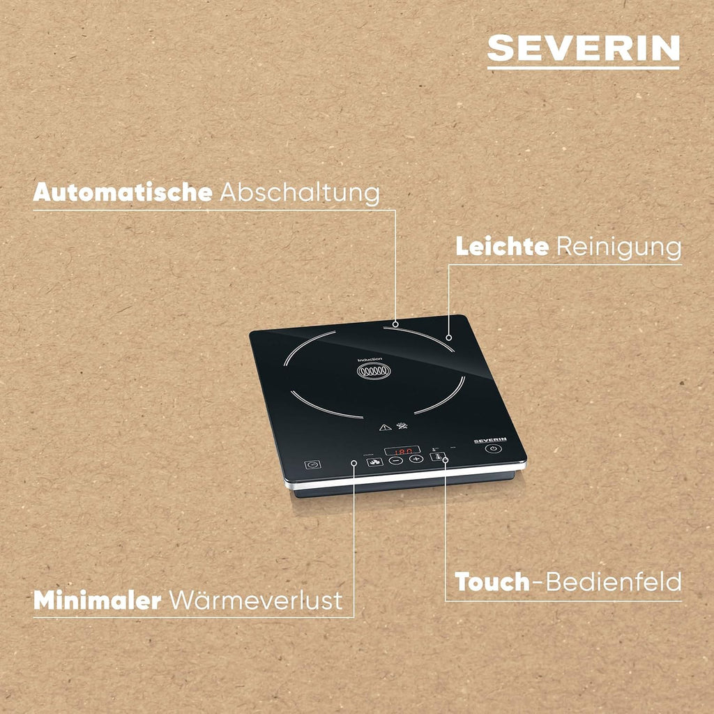 SEVERIN Doppio Fornello a Induzione per Cucina, Ufficio o Campeggio, Piastra di Alta Qualità, Fornello da Campeggio per Due Pentole, nero, 3.400 W, DK 1031