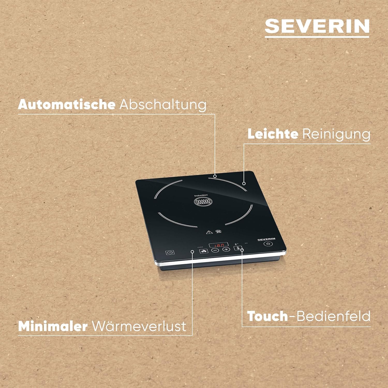 SEVERIN Doppio Fornello a Induzione per Cucina, Ufficio o Campeggio, Piastra di Alta Qualità, Fornello da Campeggio per Due Pentole, nero, 3.400 W, DK 1031