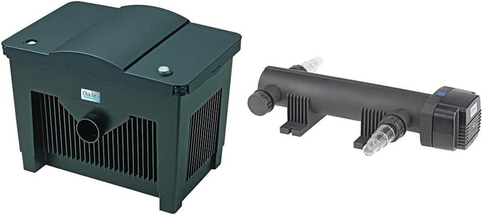 OASE 57377 Filtro a flusso continuo BioSmart UVC 16000 adatto per laghetti fino a 16 m³, sistema di filtraggio, set di filtraggio incl. materiale filtrante e chiarificatore UVC, nero