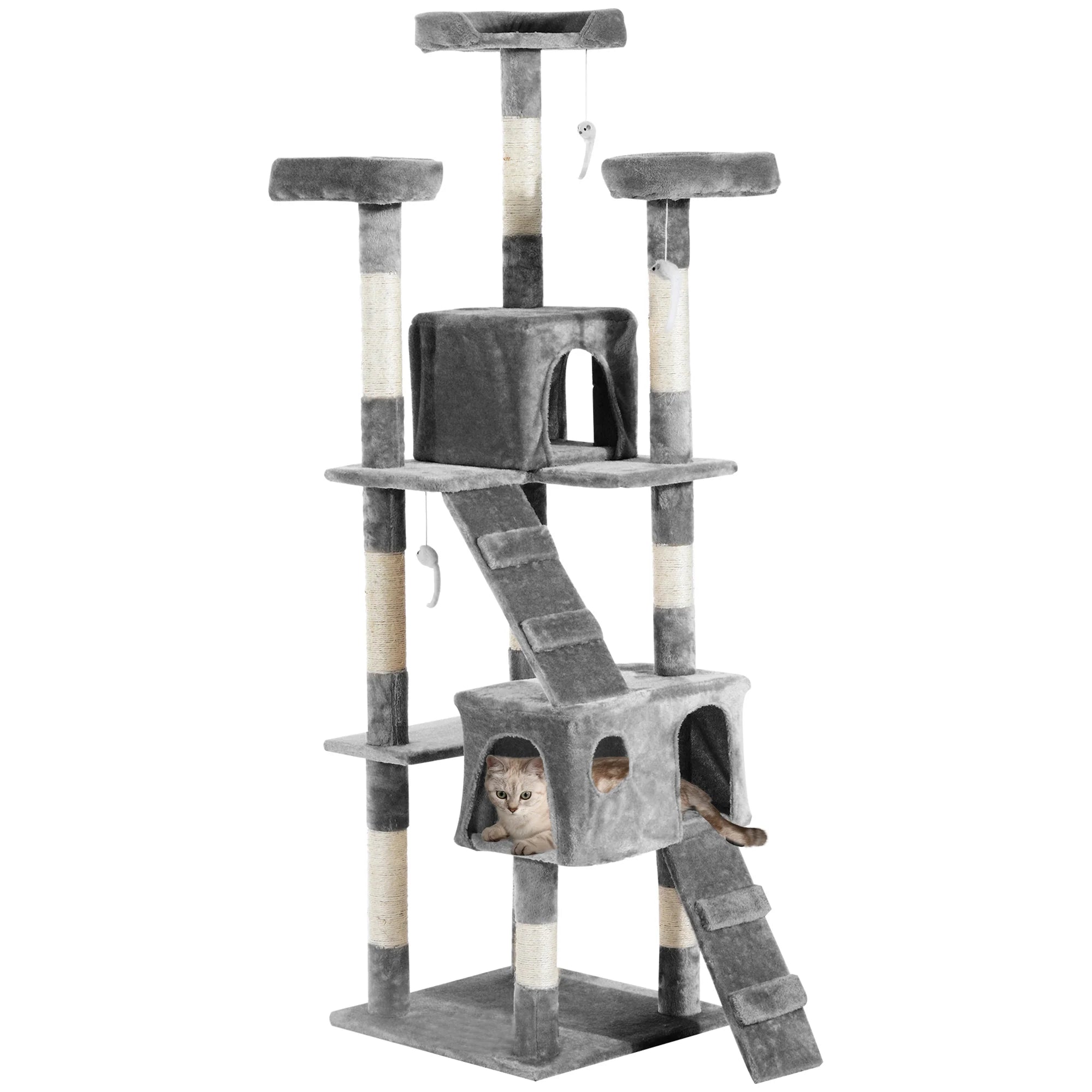 PawHut Tiragraffi Gatto XXL con 2 Casette e 3 Piani