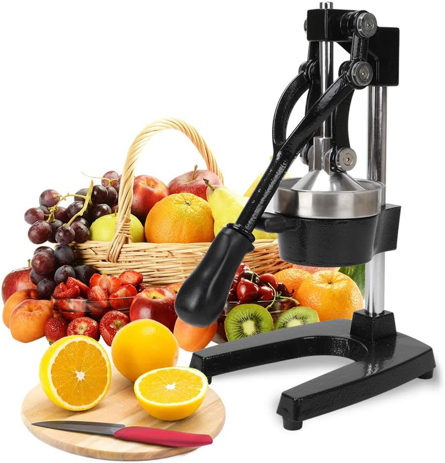 DAWOO Saftpresse Manuell - Professioneller Zitruspresse Edelstahl Manuelle Orangenpresse Hochwertiger Zitrus-Entsafter Orangensaft- und Limettenpresse (Schwarz)