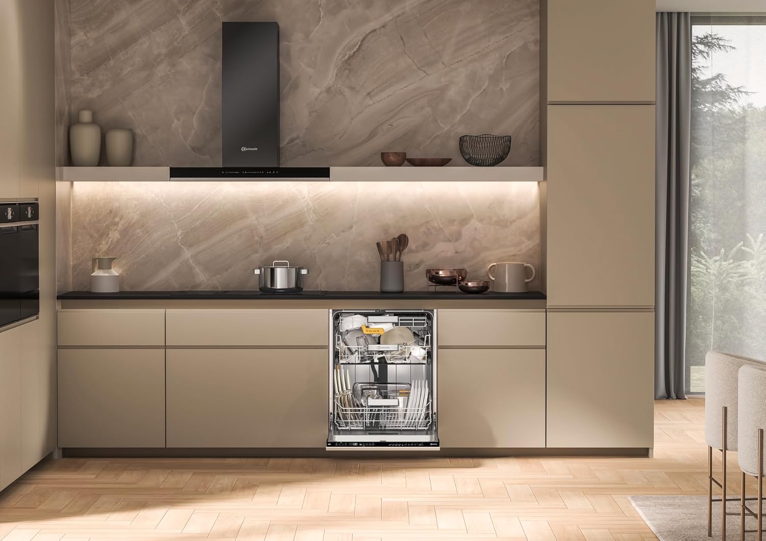 Bauknecht BCIO 3T341 PLET Lavastoviglie completamente integrata 60 cm/Acciaio inox/14 coperti/10 programmi standard e 1 programma sensore/PowerClean/ActiveDry/Cassetto portaposate/Protezione completa dall'acqua