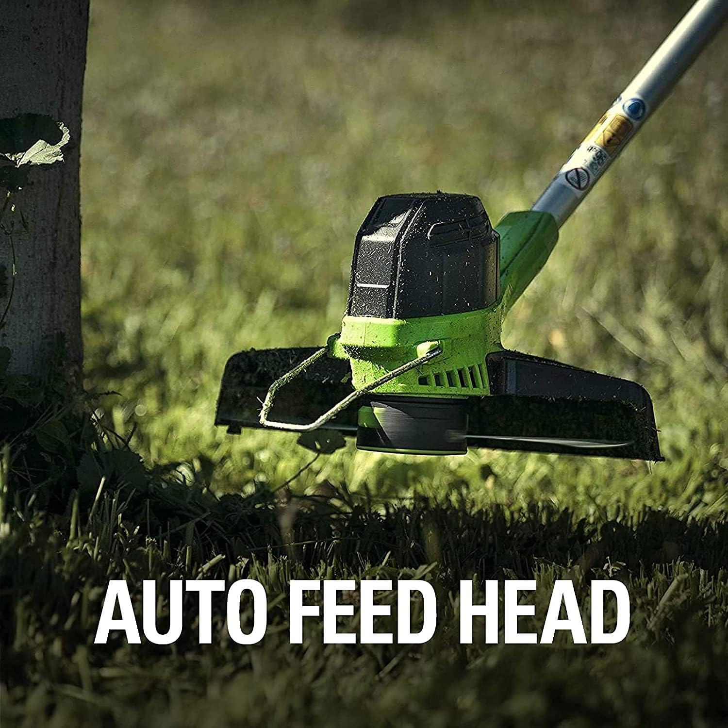 Greenworks 40V Akku Rasentrimmer für mittelgroße Gärten, höhenverstellbar, 30 cm Schnittbreite, automatischer Vorschub 1,65 mm Nylon Faden, zwei 40V 2Ah Akkus & Ladegerät, 3 Jahre Garantie G40LTK2X