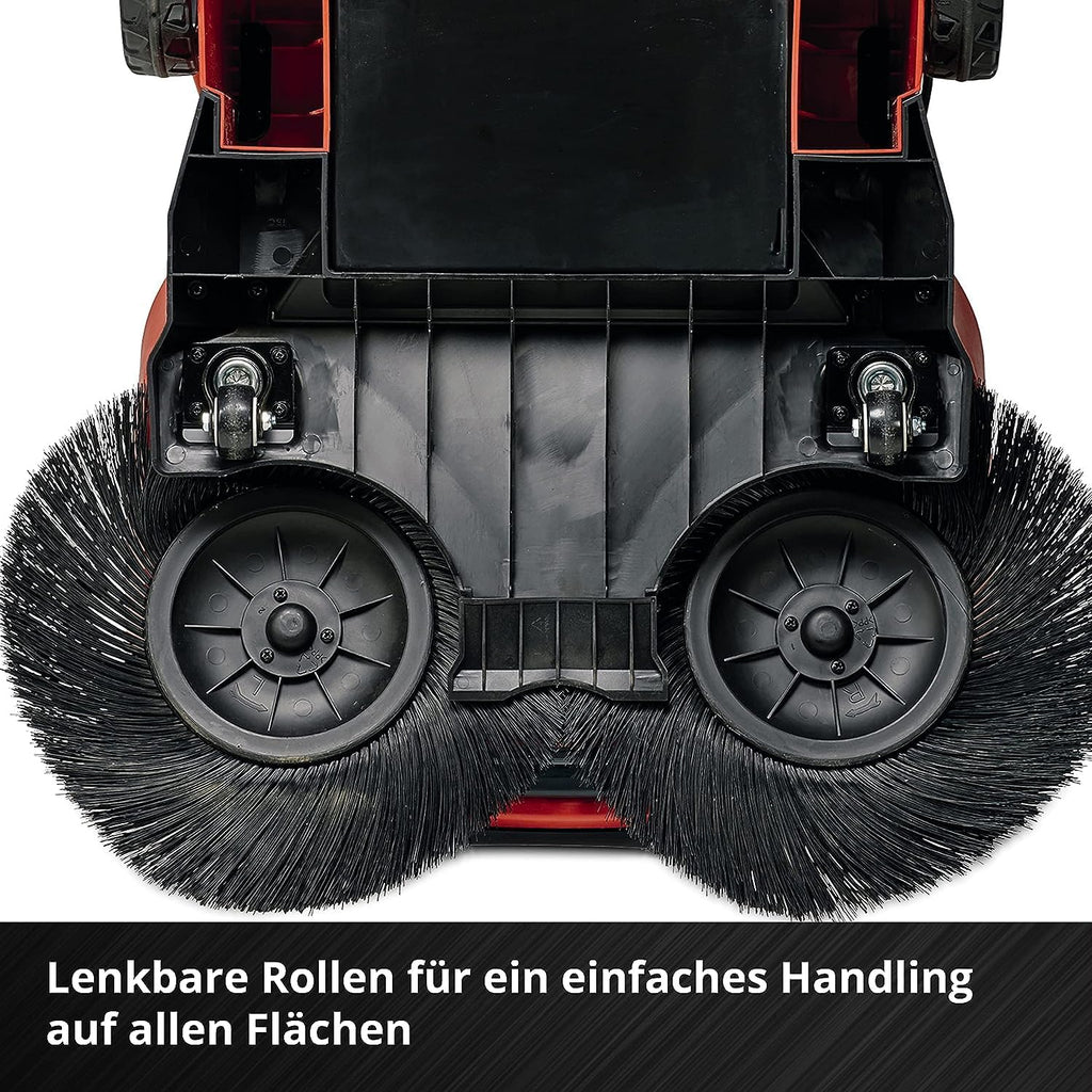 Einhell Spazzatrice a batteria TE-SW 18/610 Li-Solo Power X-Change (18 V, Li-Ion, serbatoio sporco 20 L, larghezza di lavoro 61 cm, posizione di parcheggio, manico regolabile, labbro rimovibile, interruttore on-off), Rosso