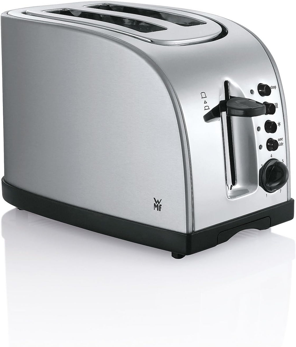 WMF Stelio Tostapane 2 fette in acciaio inossidabile, tostapane a doppia fessura con accessorio per panini, funzione bagel, 7 livelli di doratura, 900 W, tostapane in acciaio inossidabile opaco
