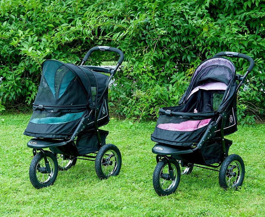 Passeggino per animali domestici No-Zip NV per gatti/cani, ingresso senza cerniera, chiusura facile con una mano, pneumatici con riempimento in gel, materassino in peluche + copertura antipioggia inclusi, 3 colori