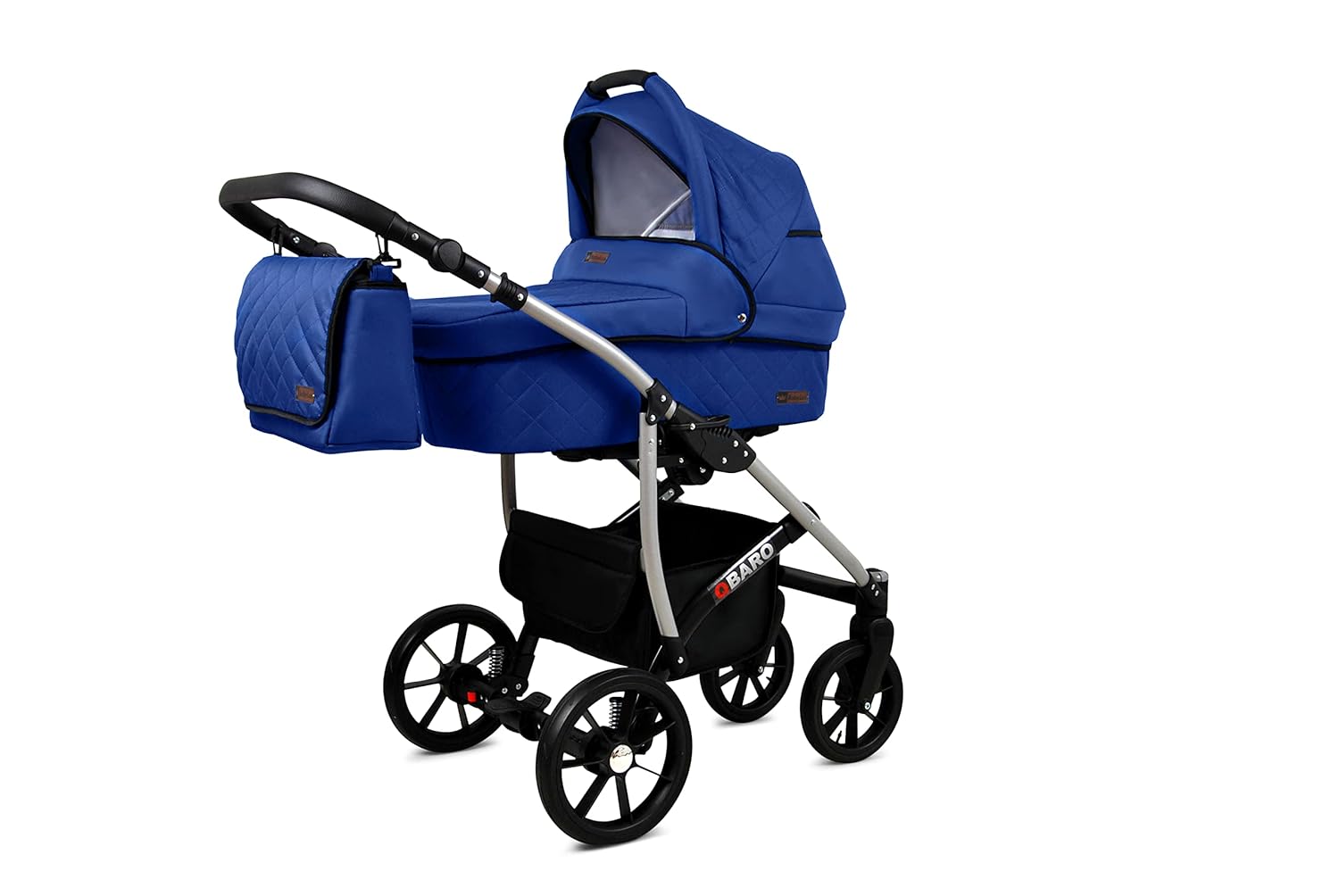 BabyLux® Bambimo Kinderwagen Set 3 in 1 - Qbaro - incl. Babywanne, Buggy Sportsitz, Auto-Babyschale - Autositz - Kinderwagenset - Kombikinderwagen mit Wickeltasche, Regenschutz usw.