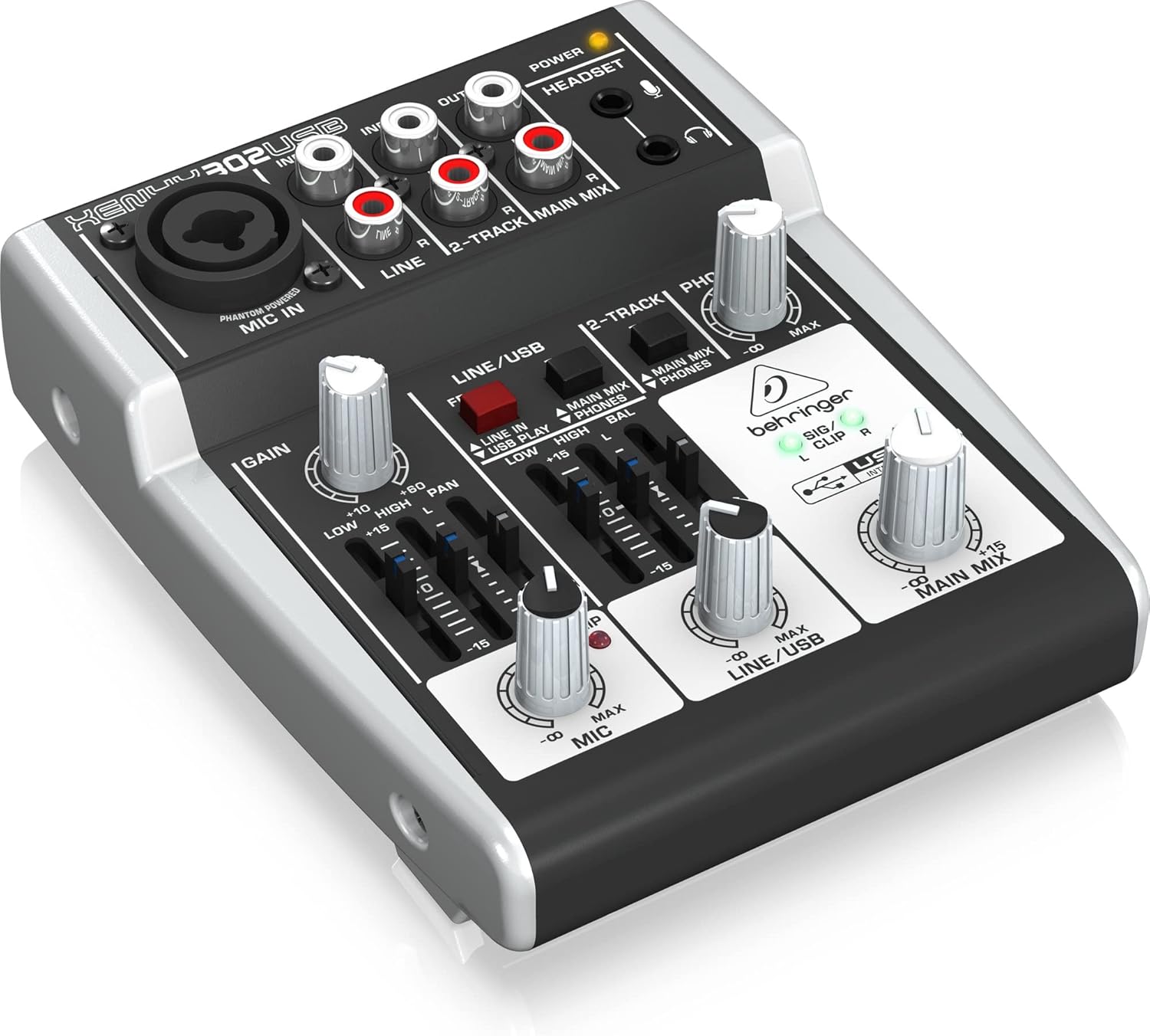 Behringer XENYX 1204USB Mixer premium a 12 ingressi 2/2-Bus con preamplificatori microfonici XENYX e compressori, EQ "britannico" e interfaccia USB/Audio