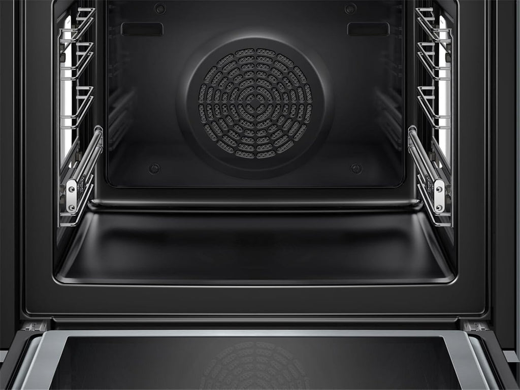 Bosch HMG7361B1, Serie 8 Forno da incasso intelligente con funzione microonde, 60 x 60 cm, Made in Germany, Nero, Air Fry, Anello di controllo digitale, Display touch, Programmi automatici, Supporto per la pulizia