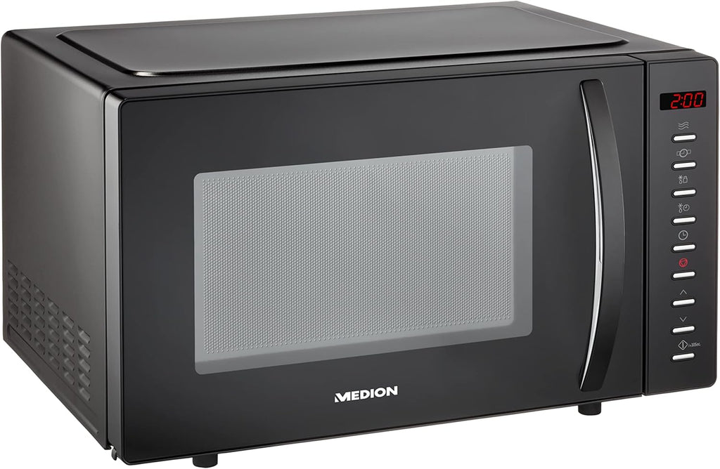 MEDION Mikrowelle, ca. 700 Watt Leistung, ca. 17 Liter Kapazitt, 6 Stufen, Auftaufunktion, MD 15644, schwarz/silber