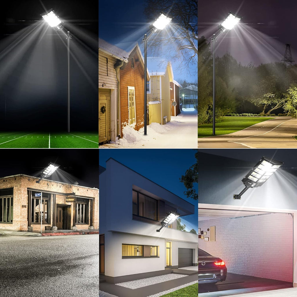 Ofuray 2000W Solar Straßenlaterne für Außen, 200000LM Solarlampen für Außen mit Bewegungsmelder, 6500K Solarleuchten Dämmerung bis zum Morgengrauen, IP67 Wasserdichte wegeleuchte für Parkplatz, Hof