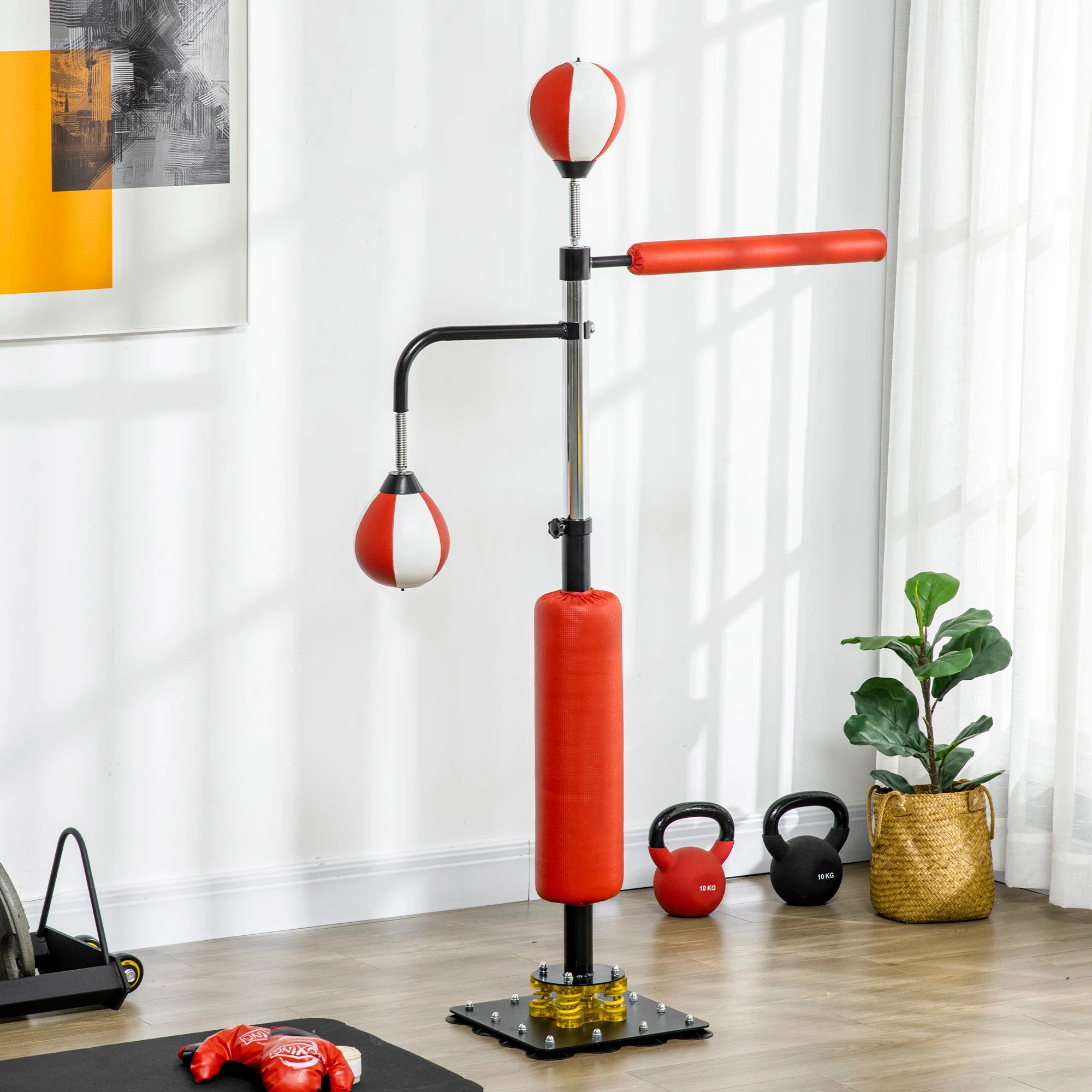 SPORTNOW Sacco da boxe autoportante, regolabile in altezza, con speed ball e barra per riflessi