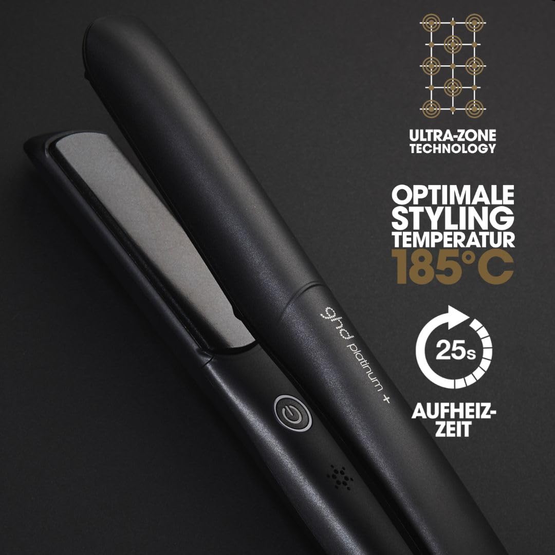 ghd Platinum+ Piastra per Capelli e Styler Professionale Nero - Capelli più forti, più lucidi, protezione colore - Per Tutti i Tipi di Capelli