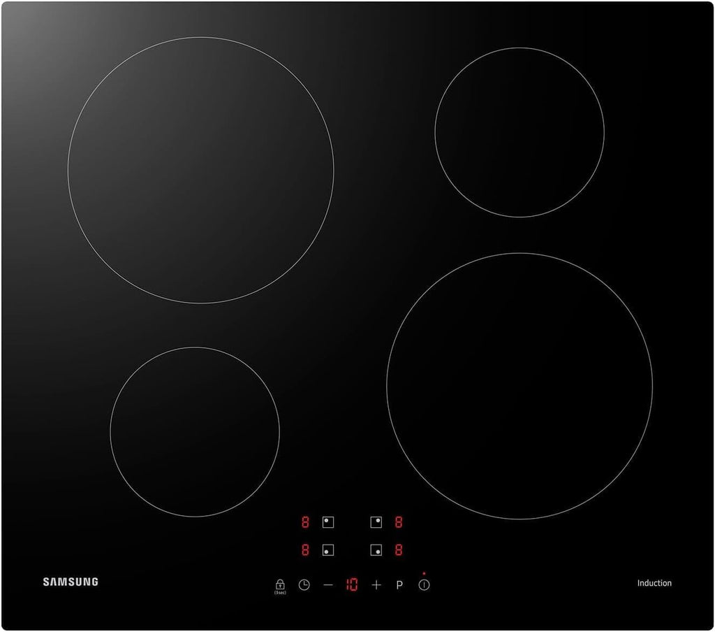 Samsung NZ64M3NM1BB Piano Cottura a Induzione Autonomo, Piastra in Vetroceramica da 60 cm, Senza Cornice, 4 Zone di Cottura con Controllo Touch, 9 Livelli di Potenza, 4 Booster, Sicurezza Bambini, Nero