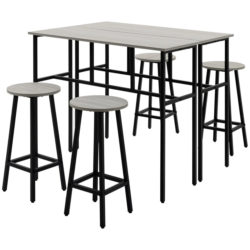 Set Tavolo da Bar HOMCOM 6 Pezzi Combinabile Salvaspazio per Sala da Pranzo