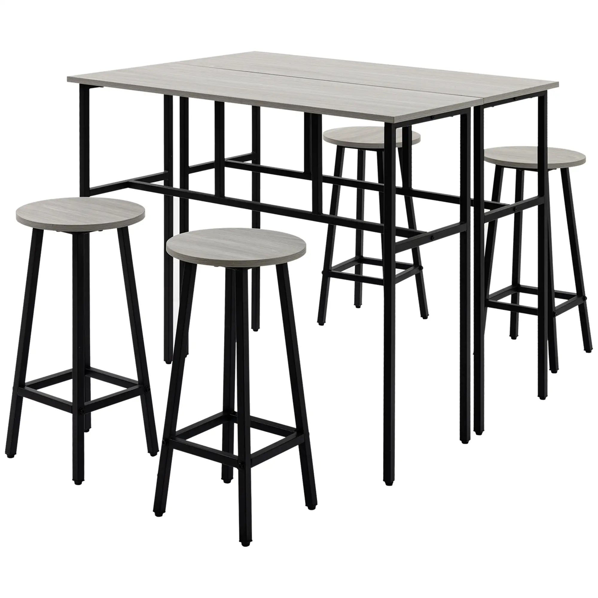 Set Tavolo da Bar HOMCOM 6 Pezzi Combinabile Salvaspazio per Sala da Pranzo