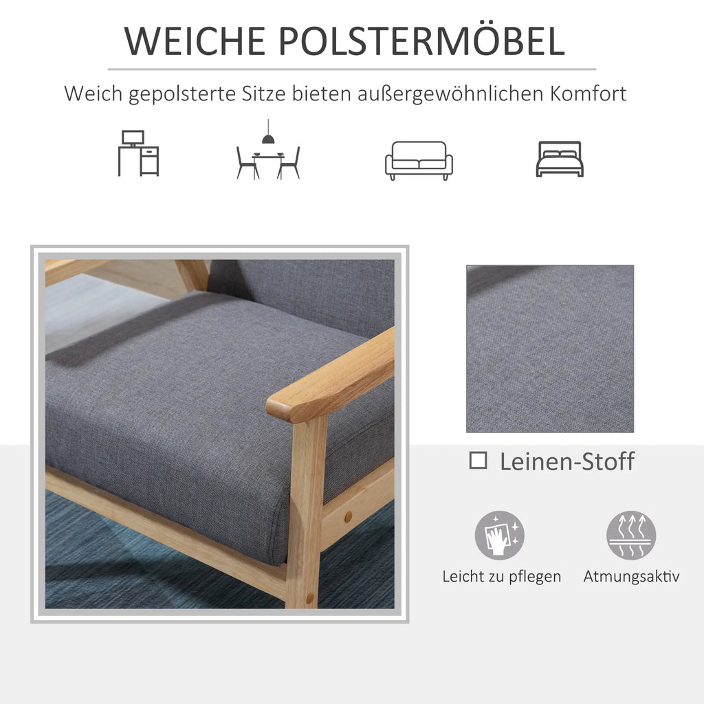 HOMCOM Polsterstuhl Wohnzimmer skandinavisches Design breite Sitzfläche