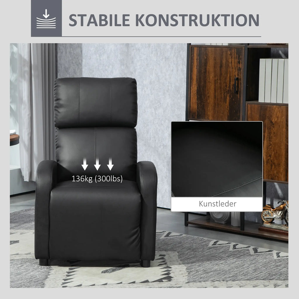 HOMCOM Poltrona Relax per TV con Funzione Reclinabile, Imbottitura Spessa