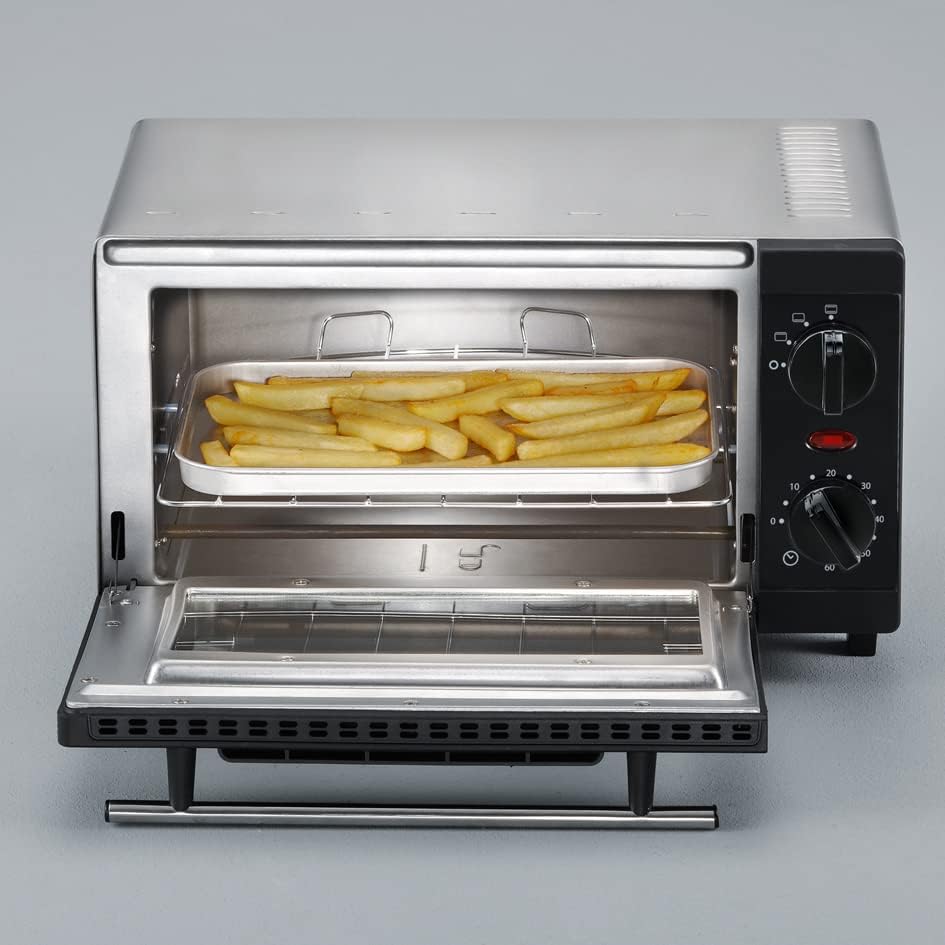 SEVERIN TO 2052 Forno tostapane (800 W, incl. griglia e teglia da forno, 9 L) argento/nero e 2287-000 Tostapane automatico, incl. supporto per panini, 2 fessure, 700 W, AT 2287, nero