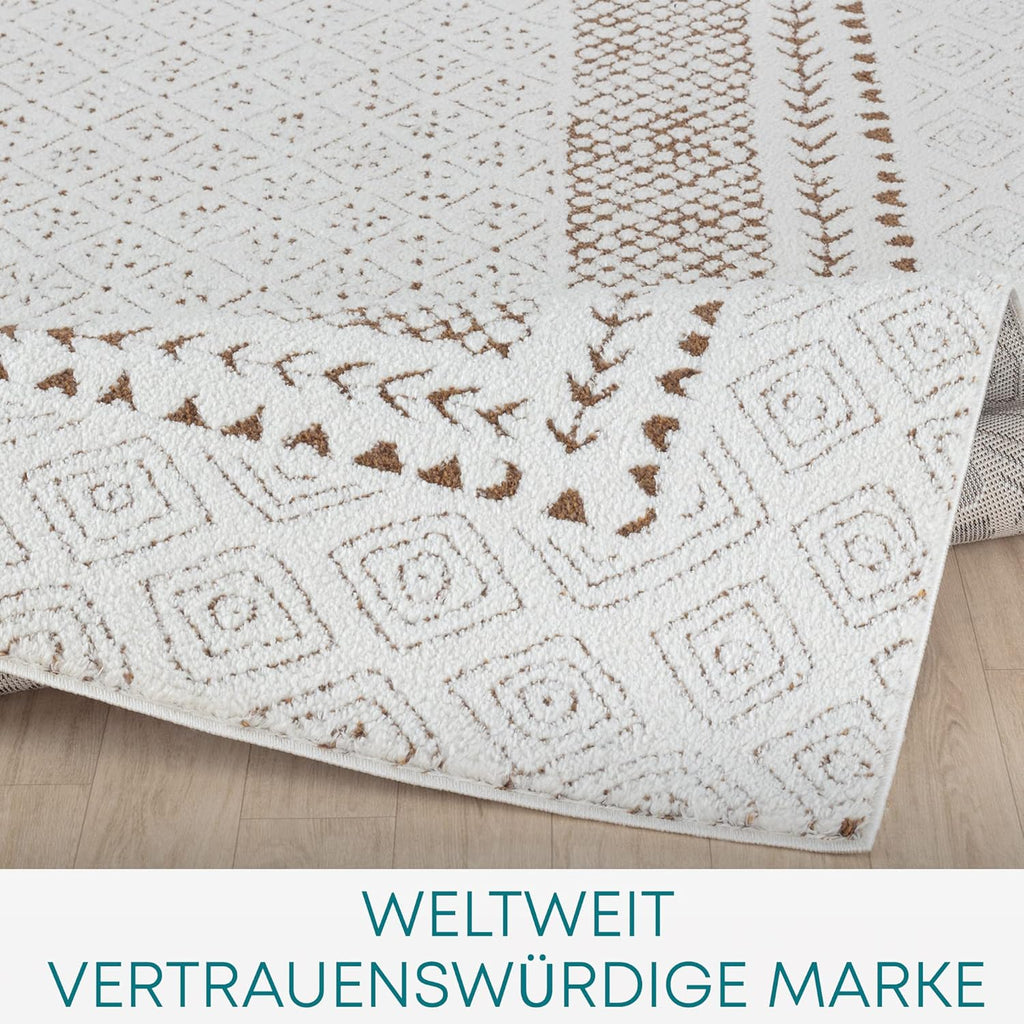 Surya Monaco Tappeto Soggiorno Boho, Grande Tappeto Camera da Letto 200x274 cm - Tappeto per Sala da Pranzo con Motivo Geometrico, Tappeto Soggiorno Moderno Scandinavo in Beige, Grigio Carbone