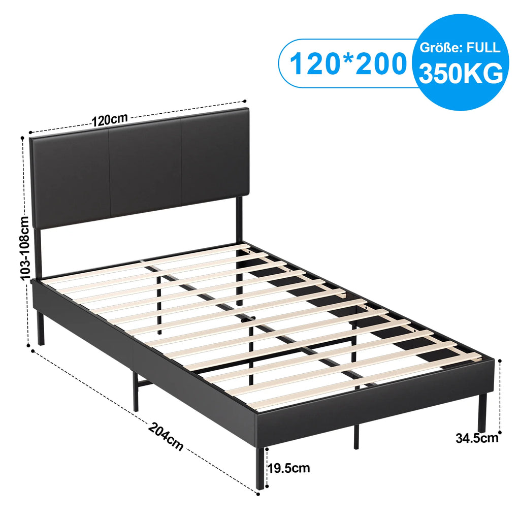 Sonnewelt Letto Imbottito con Testiera in Pelle