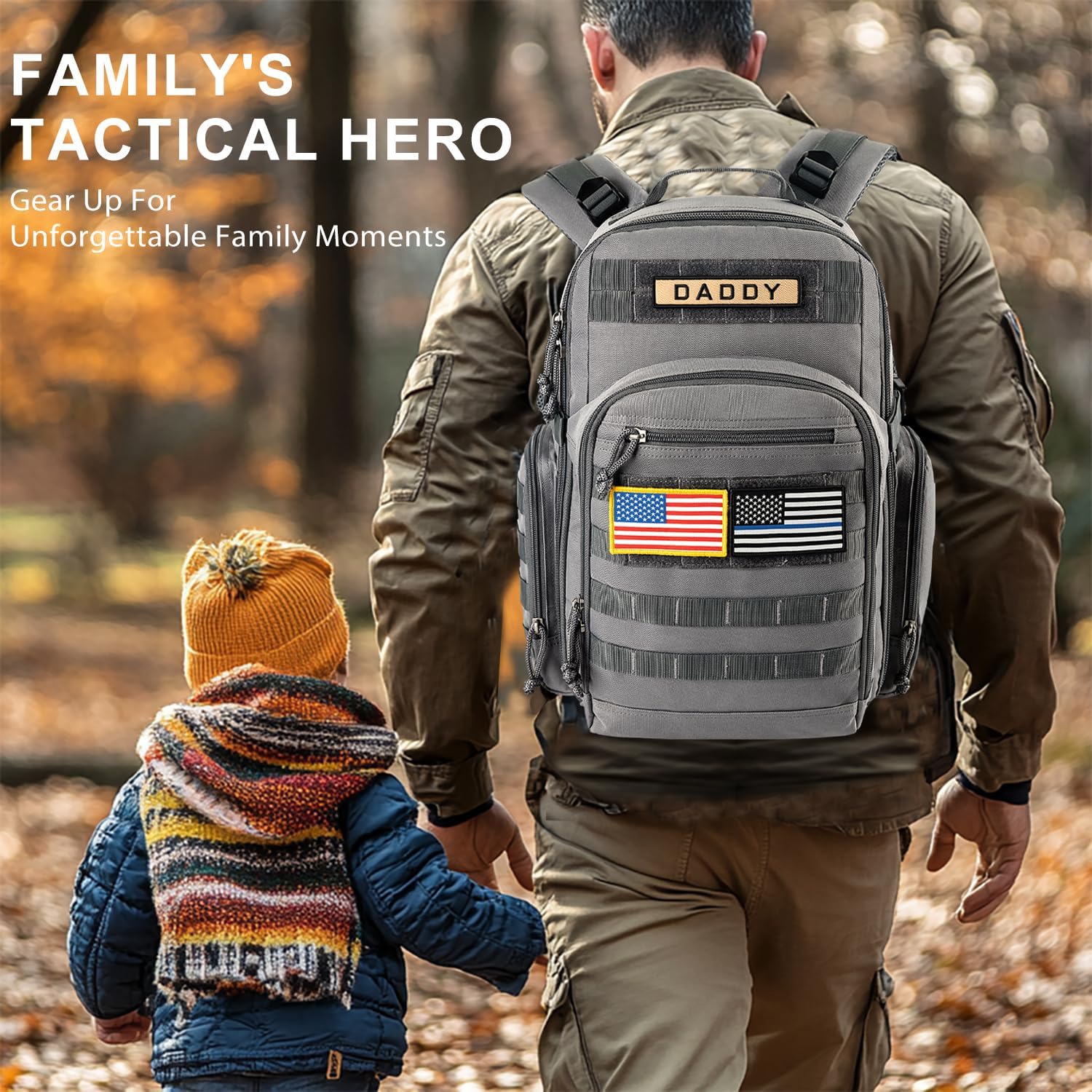 MIRACOL Borsa Fasciatoio per Papà, Borsa Militare, Zaino, Borsa Multifunzione con Toppa Bandiera per Uomini e Donne