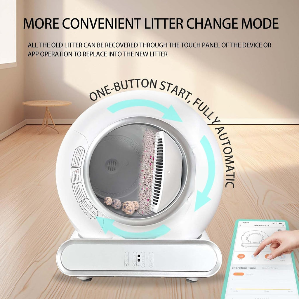 Lettiera Gatto Automatica Elettrica Cat Litter Box Selbstreinigende Automatisches Katzenklo XXL con APP Lettiera Elettrica Chiusa per Gatti di Taglia Grande (Tipo A)
