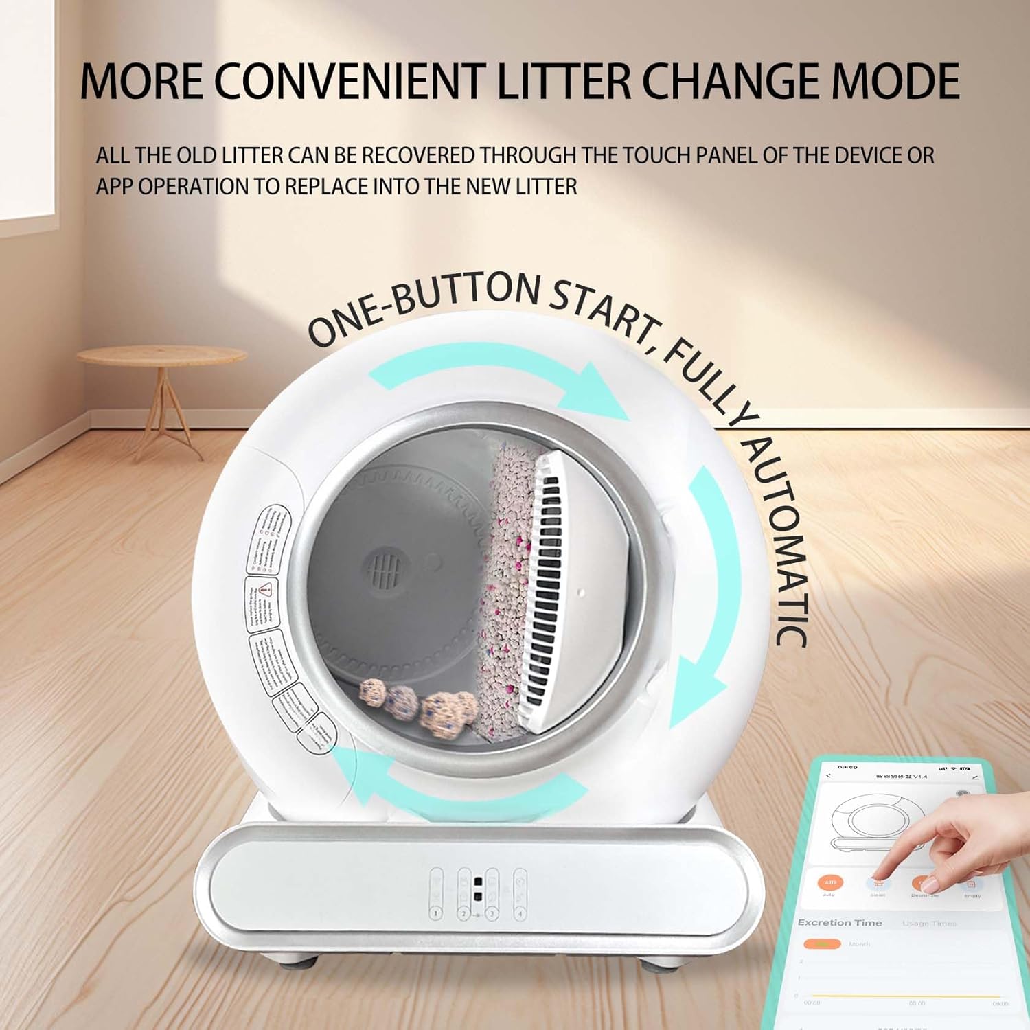 Lettiera Gatto Automatica Elettrica Cat Litter Box Selbstreinigende Automatisches Katzenklo XXL con APP Lettiera Elettrica Chiusa per Gatti di Taglia Grande (Tipo A)