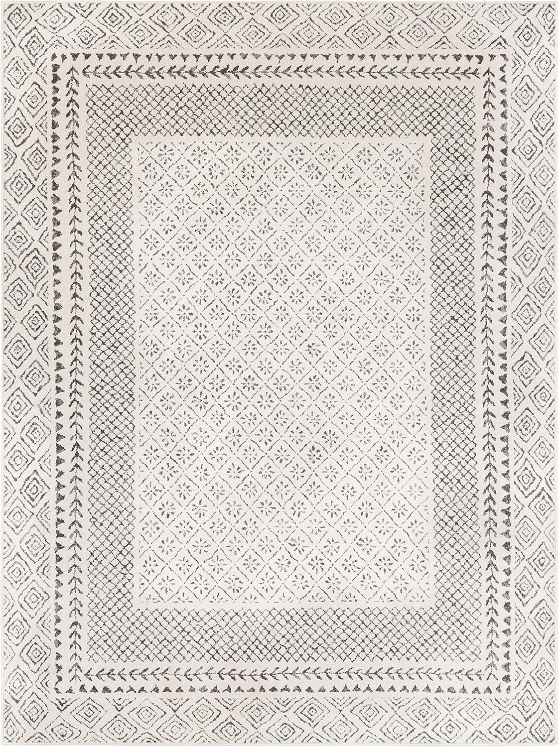 Surya Monaco Tappeto Soggiorno Boho, Grande Tappeto Camera da Letto 200x274 cm - Tappeto per Sala da Pranzo con Motivo Geometrico, Tappeto Soggiorno Moderno Scandinavo in Beige, Grigio Carbone