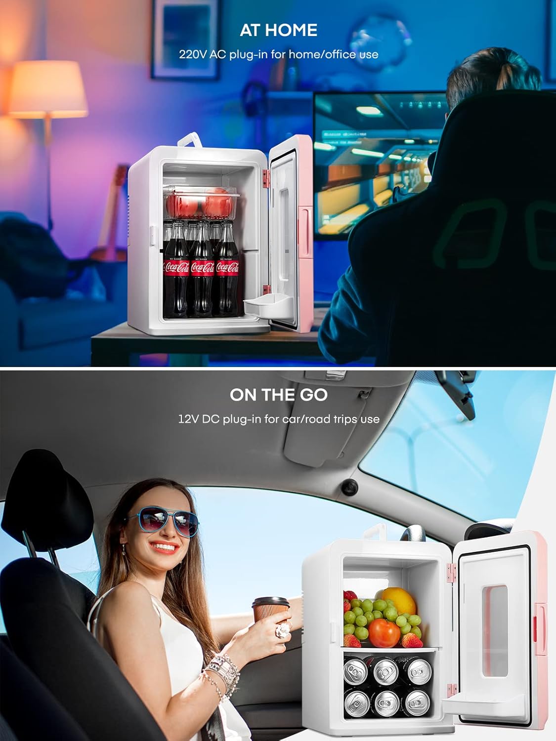 NORTHCLAN Mini Frigo per Camera 15 L, con 220 V CA/12 V CC per Uso in Auto e Casa, Frigorifero Portatile e Scaldavivande Perfetto per Bevande, Cosmetici, Snack, Modalità Max ed Eco, Nero