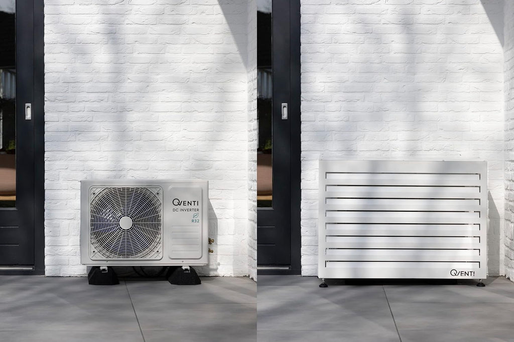 Copertura Qventi per condizionatore - Antracite/Grigio - Alluminio - Griglia di protezione - Rivestimento - Facile montaggio - Taglia S - Dimensioni esterne (LxPxH): 100 x 50 x 75 cm