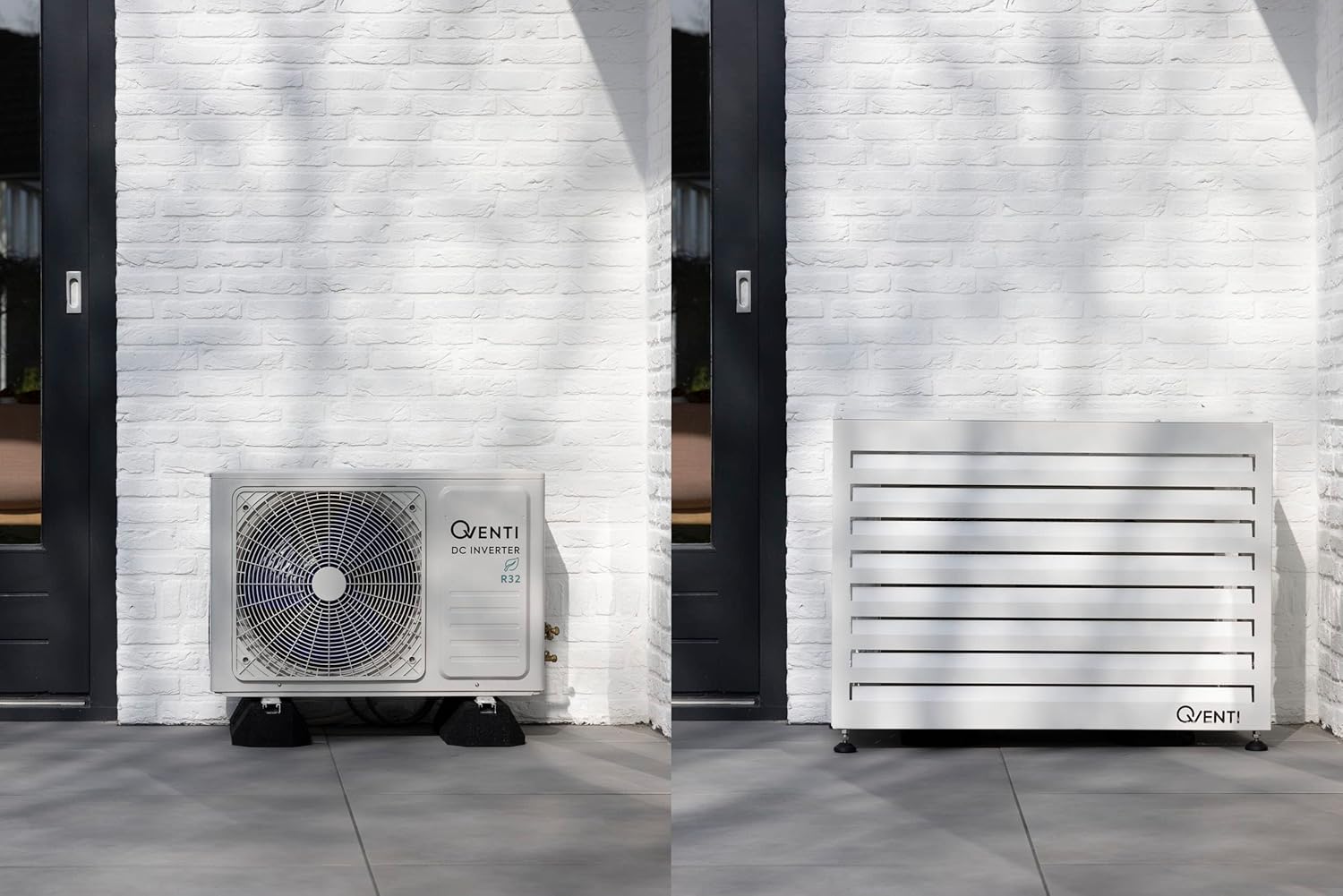 Copertura Qventi per condizionatore - Antracite/Grigio - Alluminio - Griglia di protezione - Rivestimento - Facile montaggio - Taglia S - Dimensioni esterne (LxPxH): 100 x 50 x 75 cm