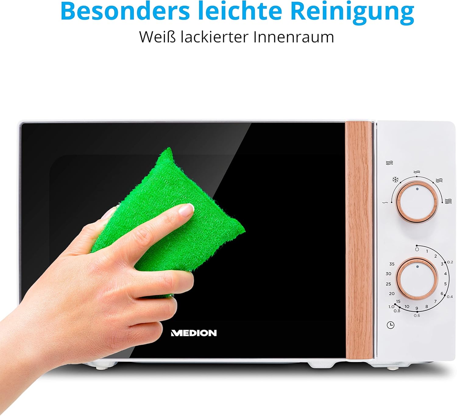 MEDION Mikrowelle, ca. 700 Watt Leistung, ca. 17 Liter Kapazitt, 6 Stufen, Auftaufunktion, MD 15644, schwarz/silber