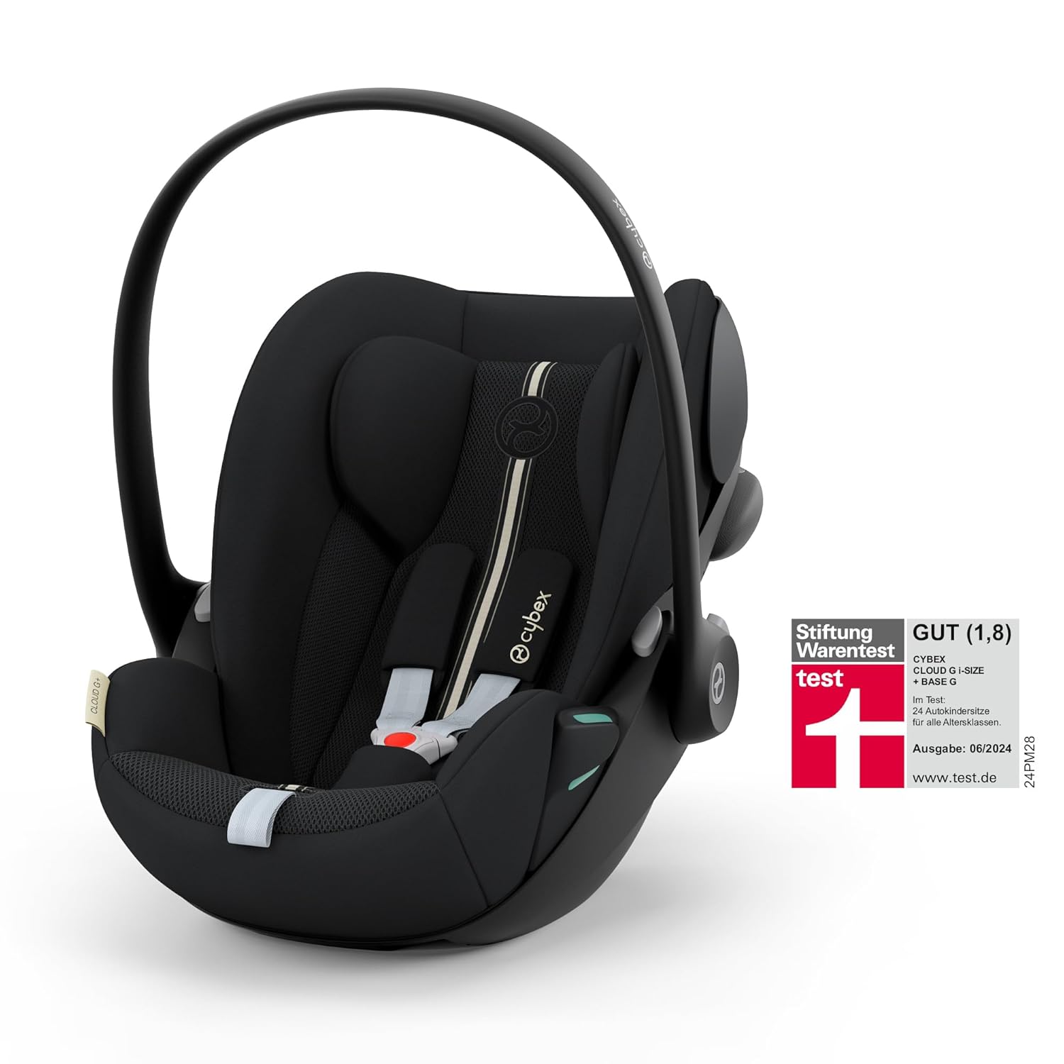 CYBEX Gold Babyschale Cloud G i-Size Plus, Inkl. Neugeboreneneinlage, Ab Geburt bis ca. 24 Monate, Für Kinder ab 40 cm bis 87 cm, Max. 13 kg, Moon Black