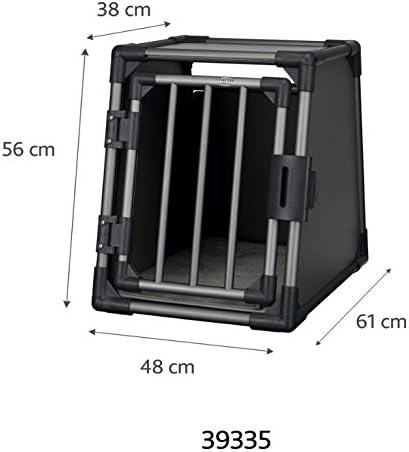 TRIXIE Hunde-Transportbox Aluminium in silber – M: 55 × 62 × 73 cm, stabile und geräuscharme Hundebox mit abgeschrägten Seiten, Sicherheitsverschluss & rutschfester Liegematte – 39342