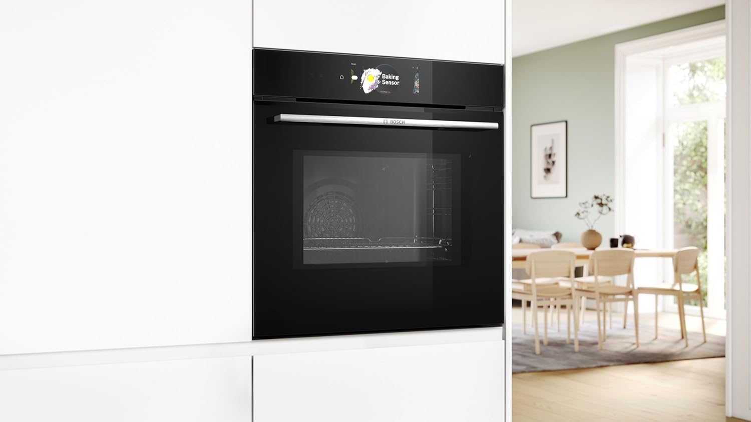 Bosch HMG7361B1, Serie 8 Forno da incasso intelligente con funzione microonde, 60 x 60 cm, Made in Germany, Nero, Air Fry, Anello di controllo digitale, Display touch, Programmi automatici, Supporto per la pulizia