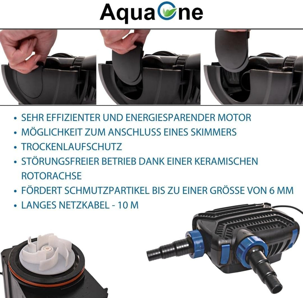 AquaOne Eco Teichpumpe CTF-B 20000 180 Watt 20000l /h I Hochwertige Teichpumpe mit Filter I Spezielle Pumpe für den Gartenteich I Filterpumpe Teich I Teich Pumpe