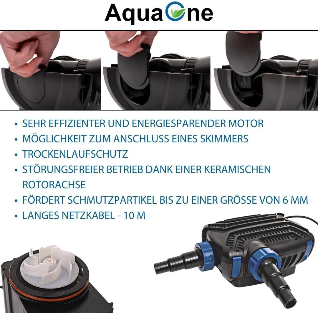 AquaOne Eco Teichpumpe CTF-B 20000 180 Watt 20000l /h I Hochwertige Teichpumpe mit Filter I Spezielle Pumpe für den Gartenteich I Filterpumpe Teich I Teich Pumpe