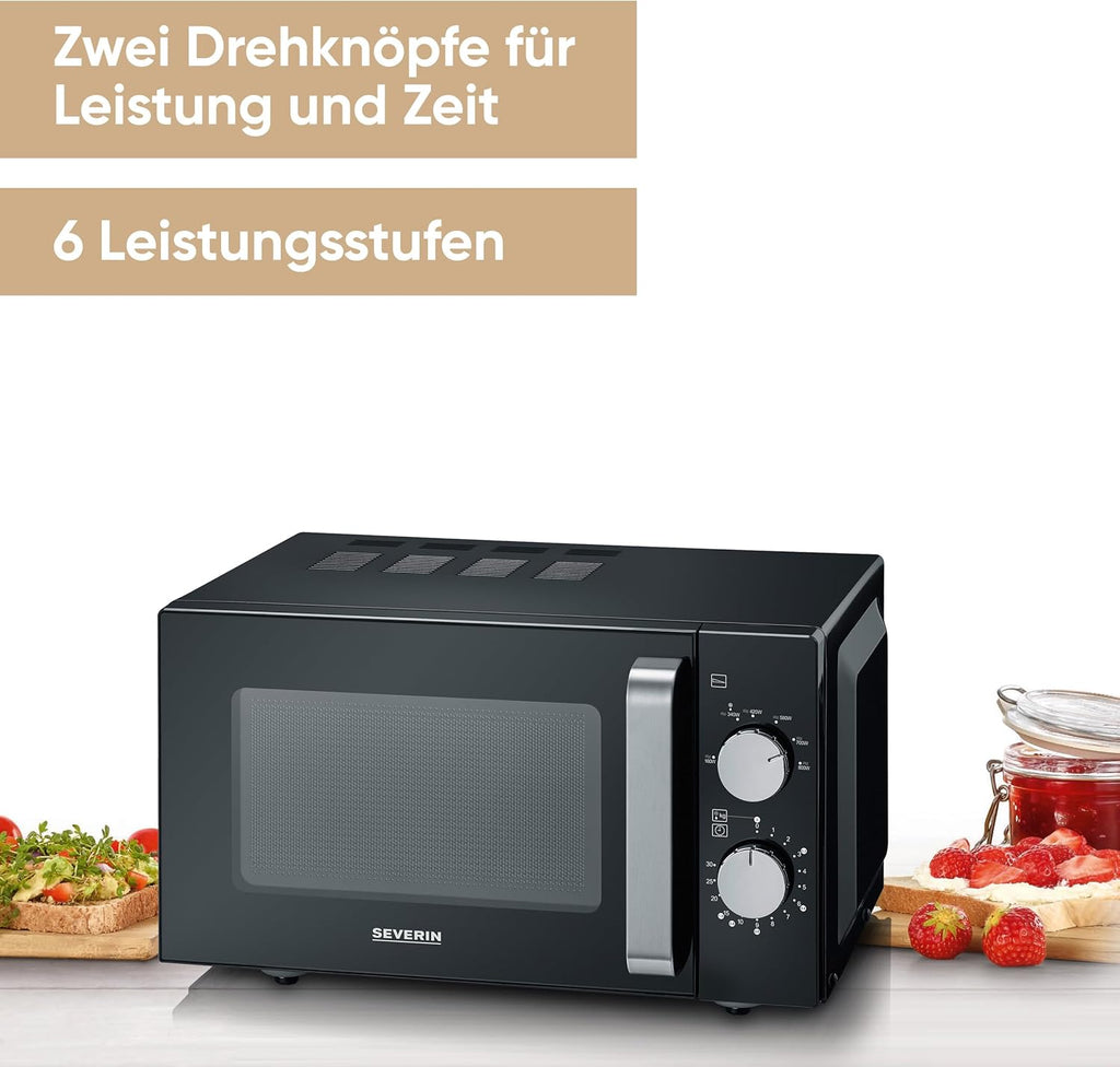 SEVERIN 2-in-1 Mikrowelle mit Grill 800 W, Grillofen mit 25 L Kapazitt und 9 Leistungsstufen, Mikrowelle mit Grillrost und Drehteller, silber, MW 7785