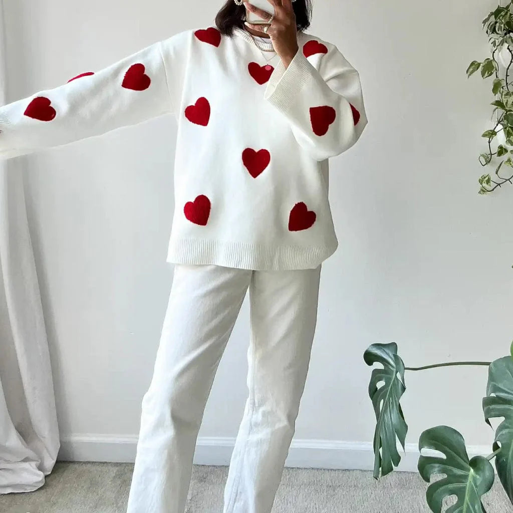 Maglione da donna con motivo a cuore