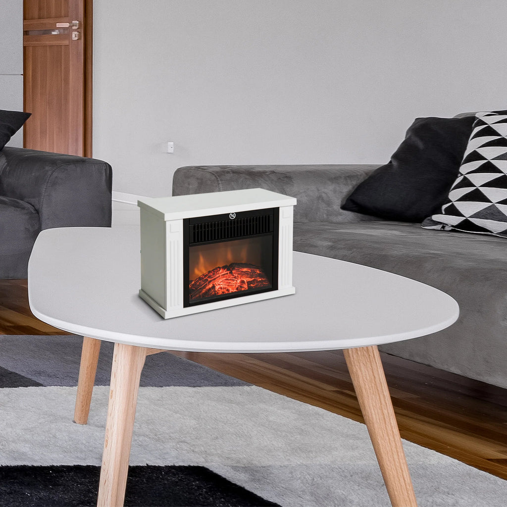 HOMCOM Elektrokamin Standkamin Flammeneffekt Heizlüfter Weiß