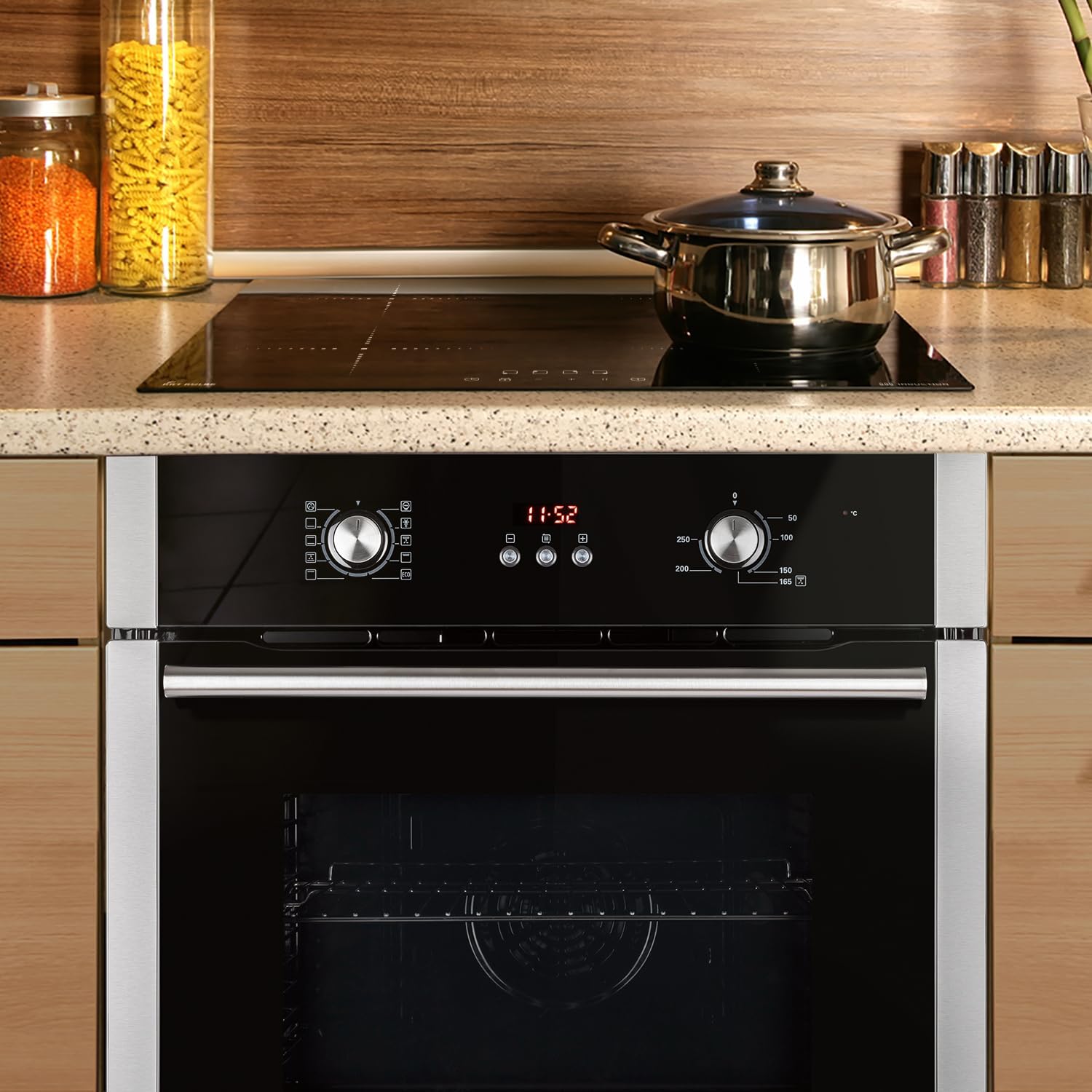KKT KOLBE Autarkes Herdset | 60cm Einbaubackofen BO8805SS | 59cm Induktionskochfeld IH85900RL | Grill | Heißluft | Automatik-Timer | 2-fach Wärmeschutzverglasung | Kindersicherung | SET8805IH859RL
