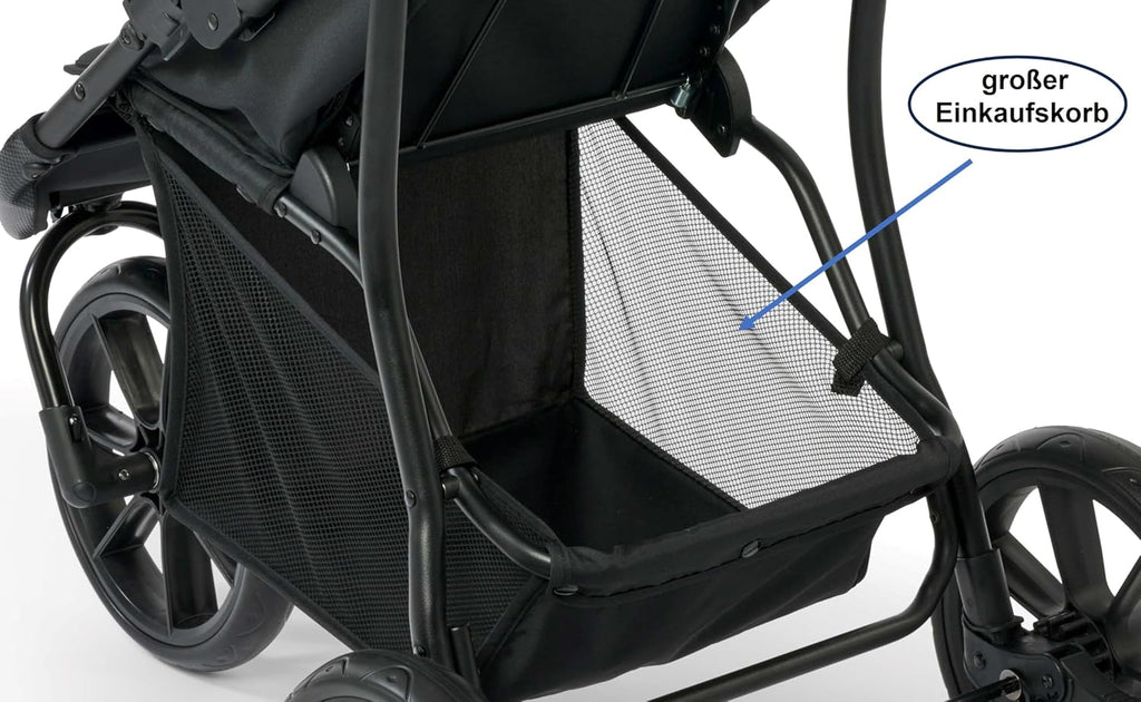 Knorr Baby Joggy S, Babyjogger, Kinderwagen, Jogger, Dreirad, Kinderbuggy mit Einhandfaltsystem, Liegefunktion, Schwenkrad, bis 25 kg belastbar (Sitz 22 kg, Korb 3 kg), klappbar – Grau Melange